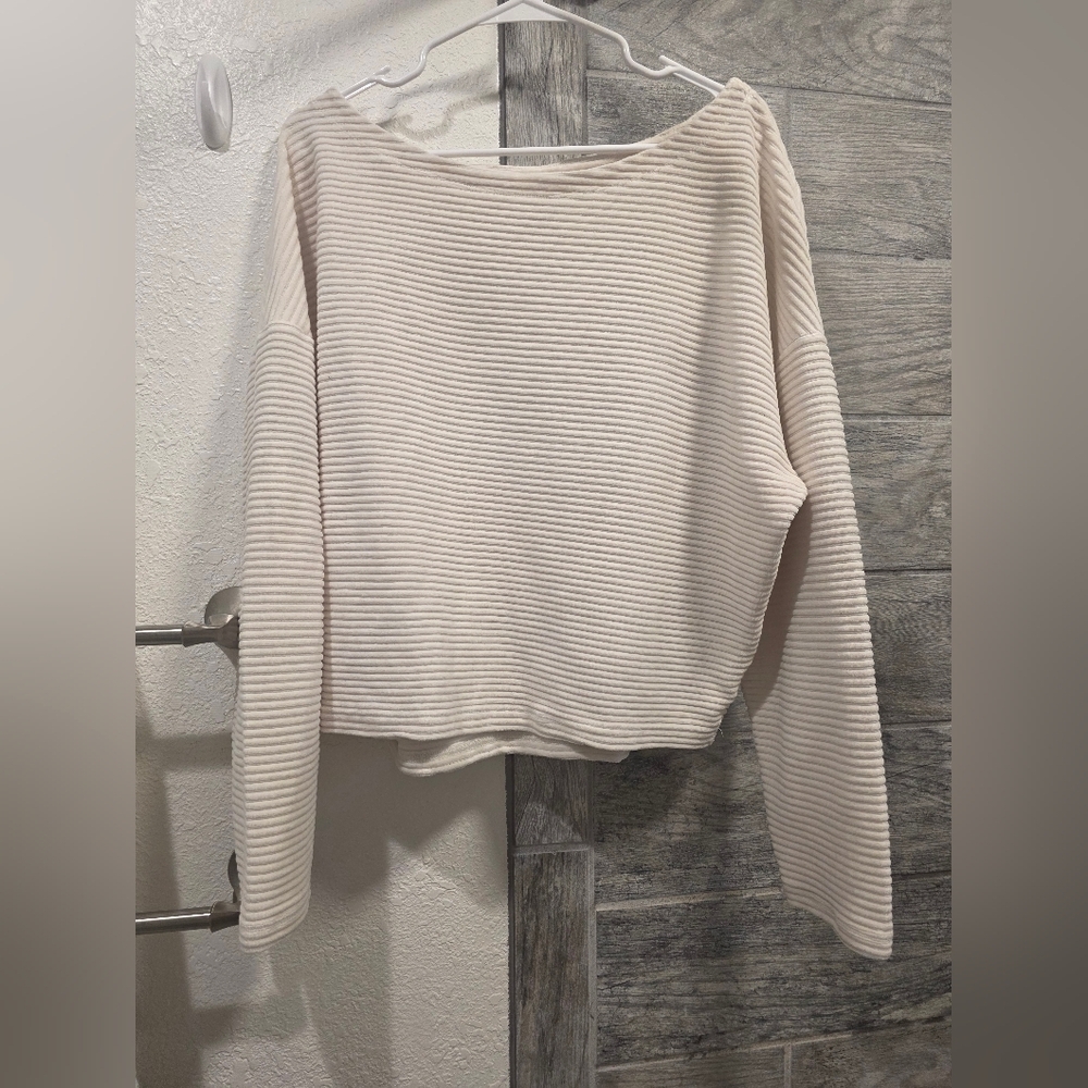 Z Supply Cream Ribbed Long Sleeve Top